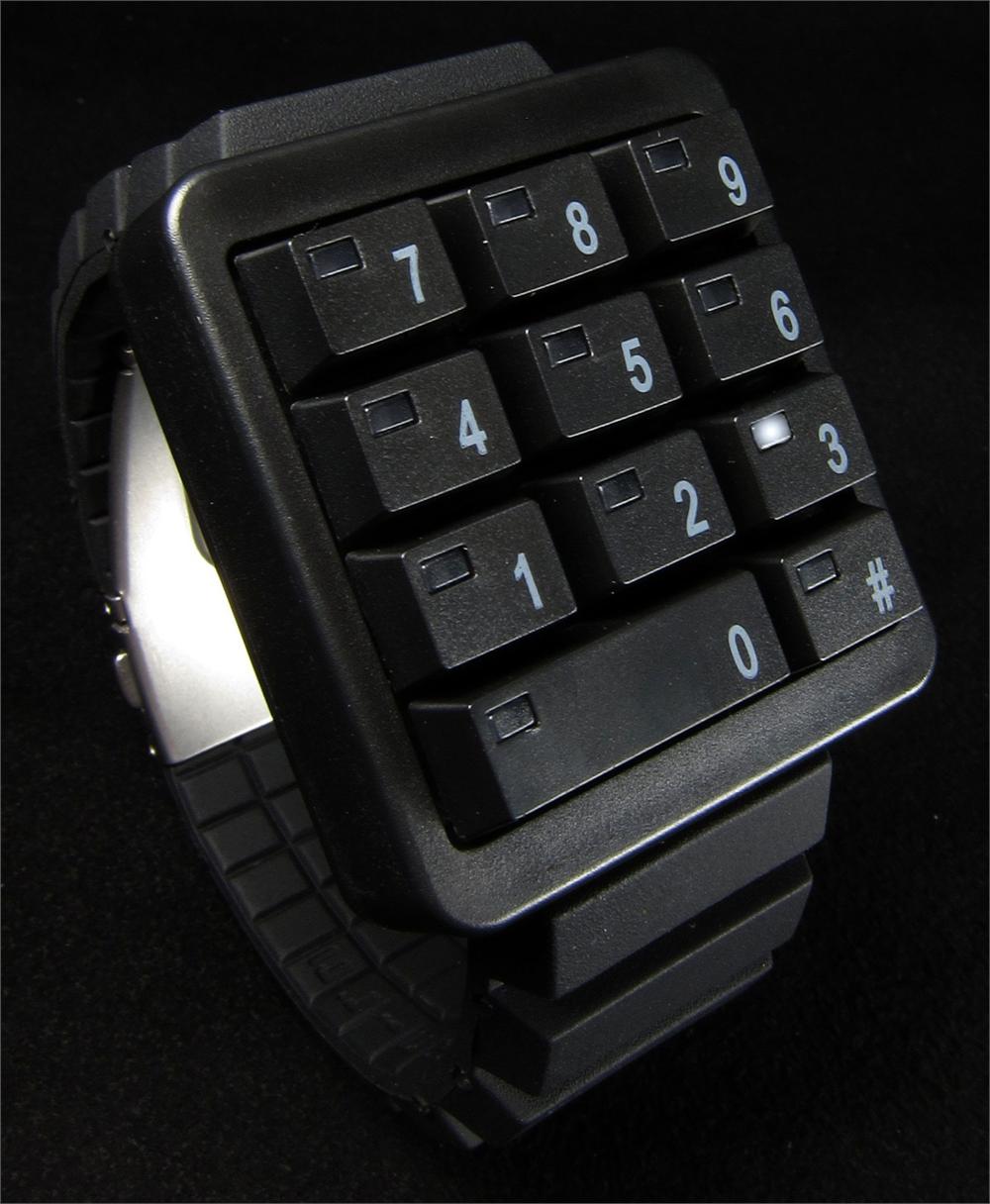 Click Black Keypad Hidden Time Watch GeekExtreme