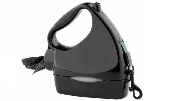 Pet leash with built in water bottle and poop bags