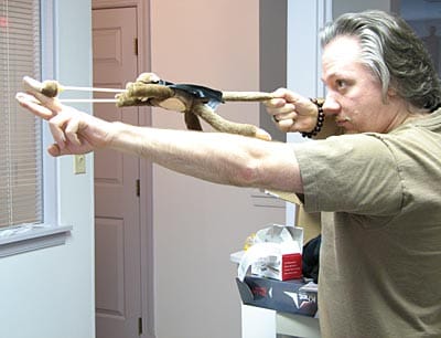 screaming monkey slingshot stretched