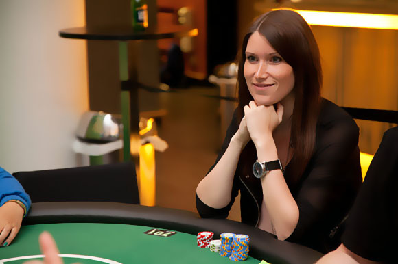 woman playing poker