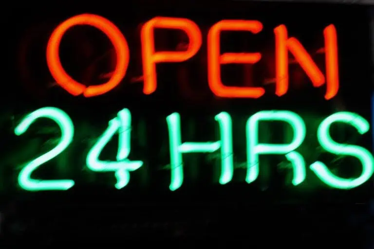 open 24 hours sign