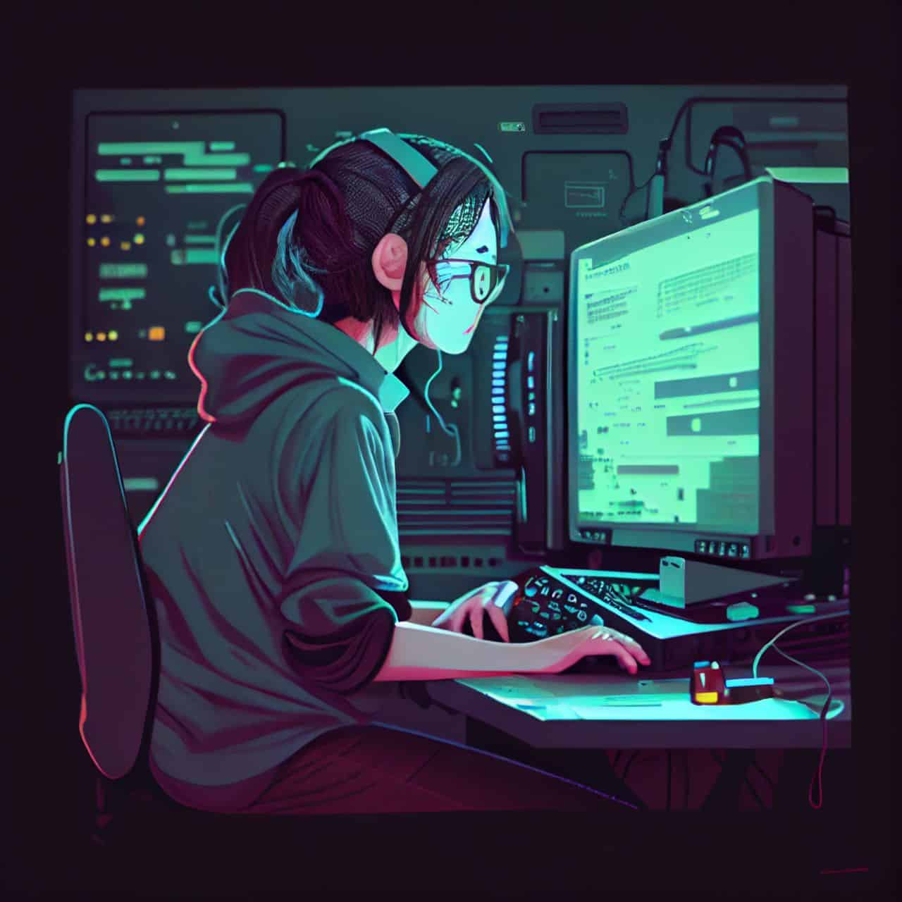 a lady programmer working on her computer