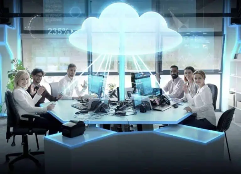 group of people cloud computing