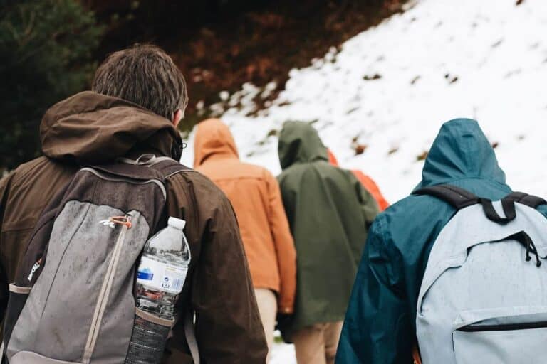 winter camping group