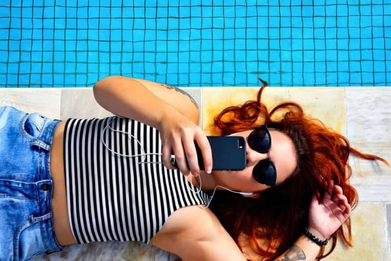 woman on her phone