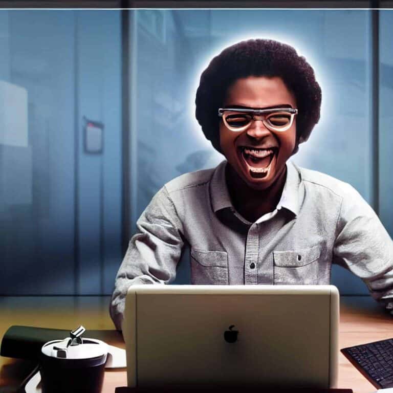 insane tech worker on a computer