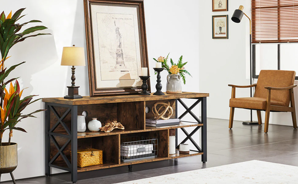 Yaheetech TV Stand for Large Televisions 2 Yaheetech TV Stand Rustic Brown