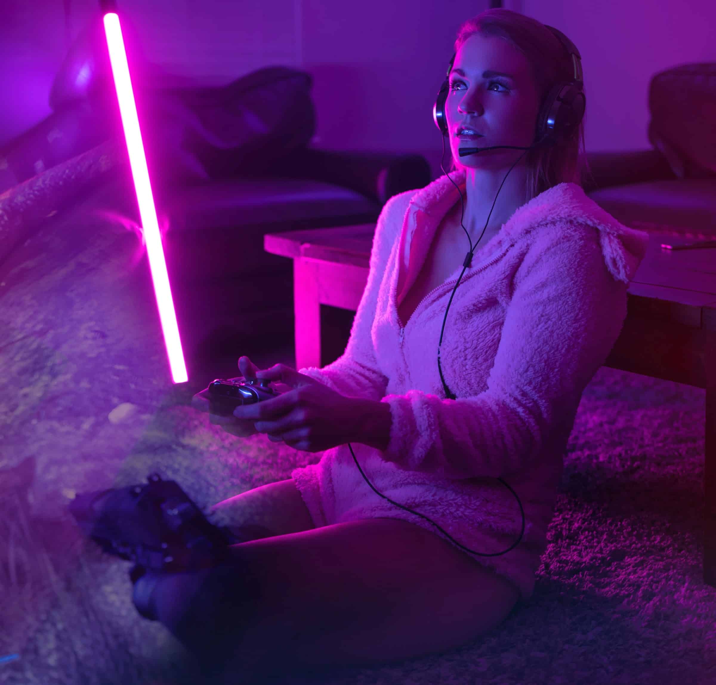 Girl playing video games