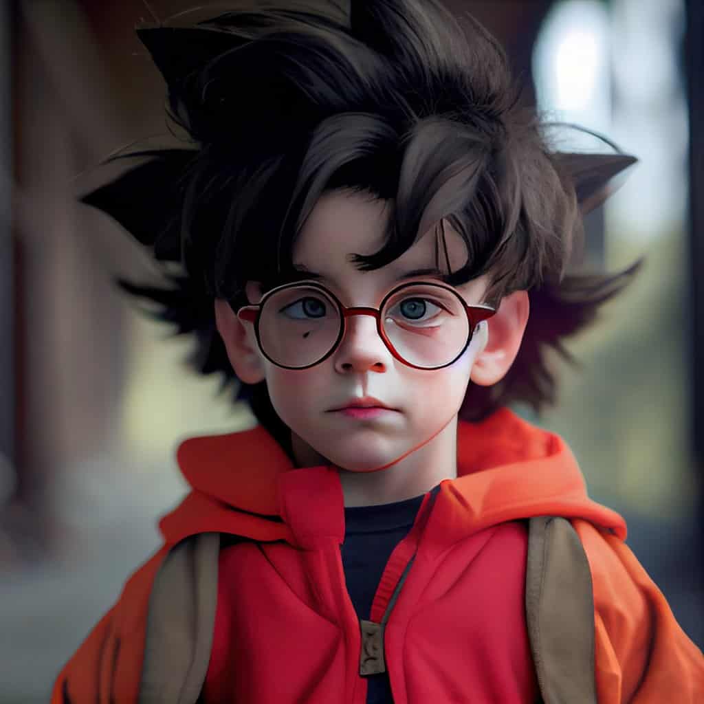 nerd kid dressed as goku