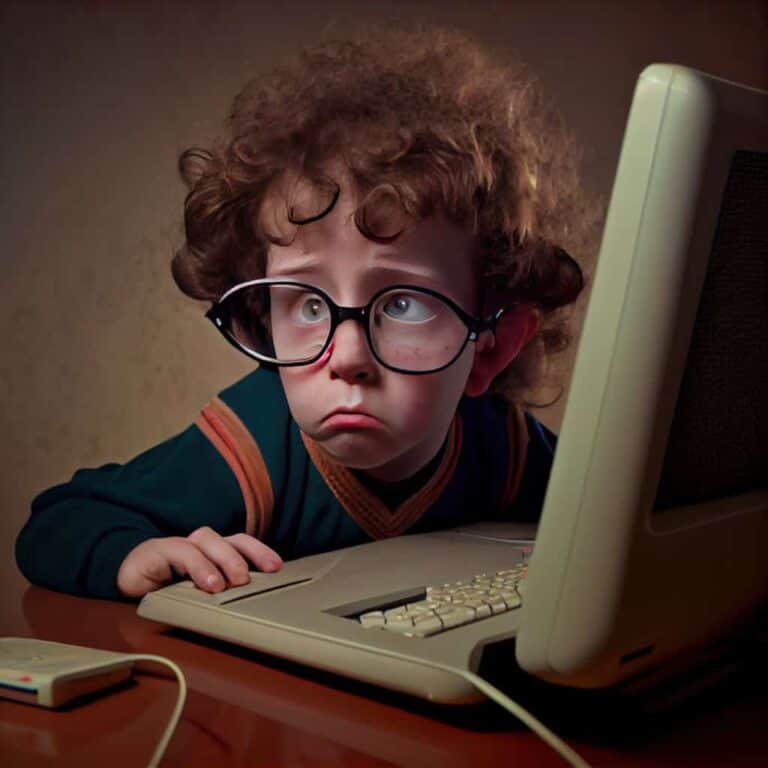 nerd kid on a computer