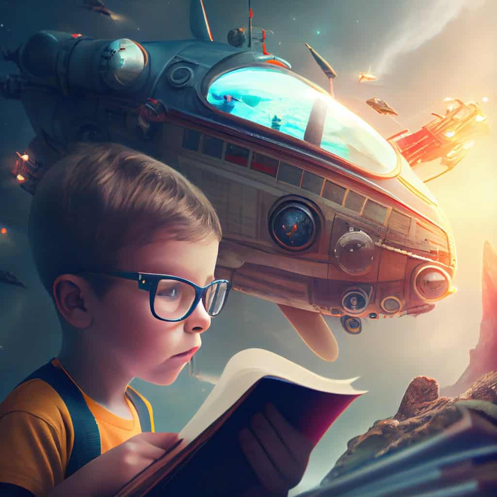 nerd kid reading
