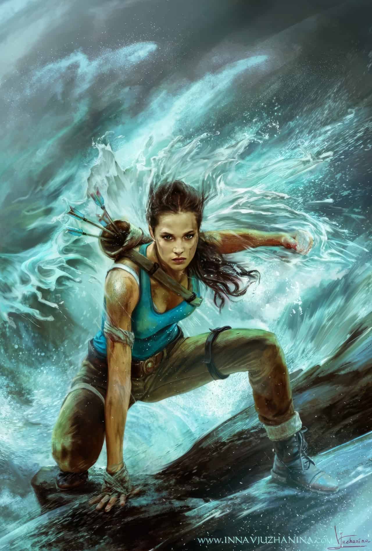 12 Stunning Lara Croft Fan Art Pieces That Capture Her Tomb Raiding Spirit 7 Inna Vjuzhanina Lara Croft fanart Alicia Vikander