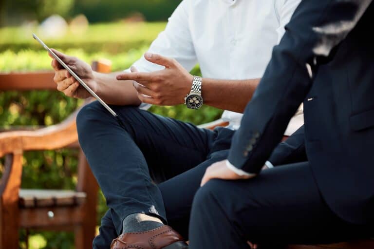 business meeting in park