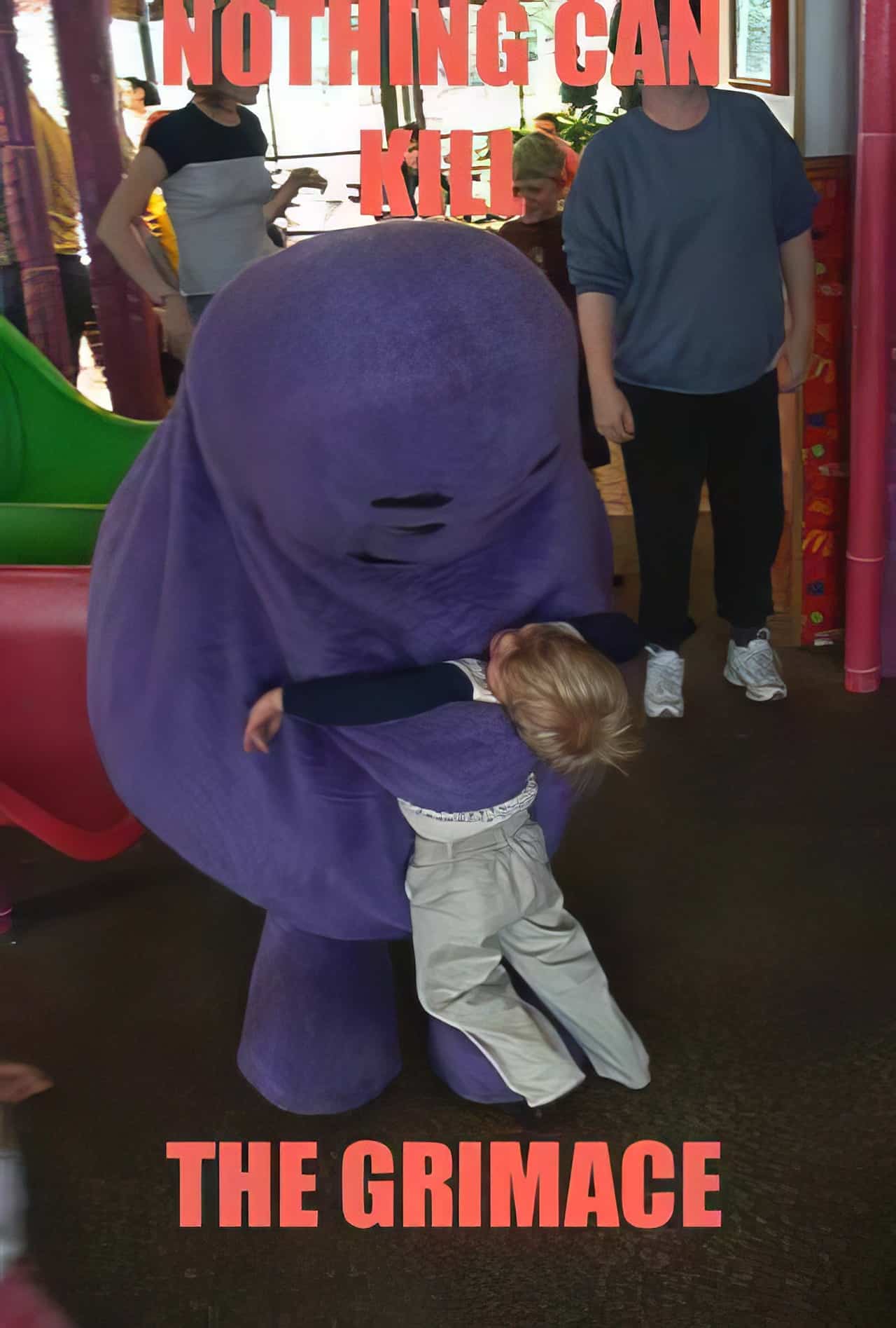 Creepy Grimace Pictures: Unraveling the Unsettling Mysteries of McDonald's Iconic Mascot 8 creepy grimace hugging kid