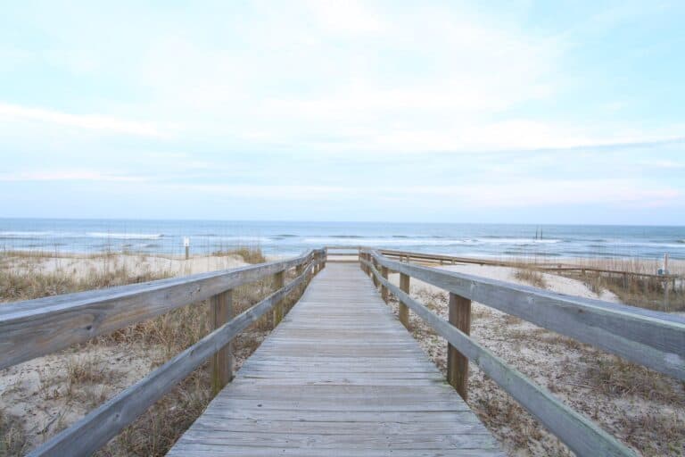 Virginia Beach walkway to ocean and sand