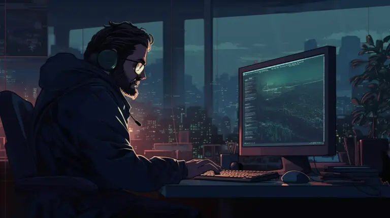 a man coding on his computer