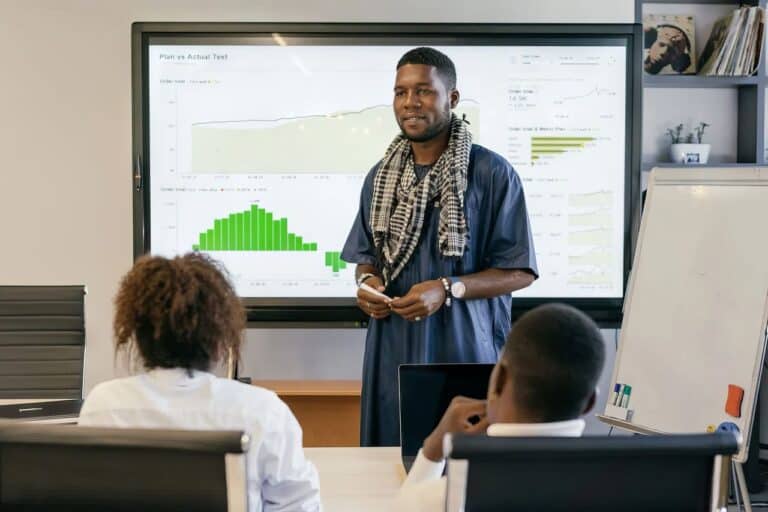 a man giving a visual presentation