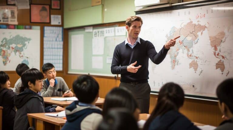 a man teaching English in South Korea