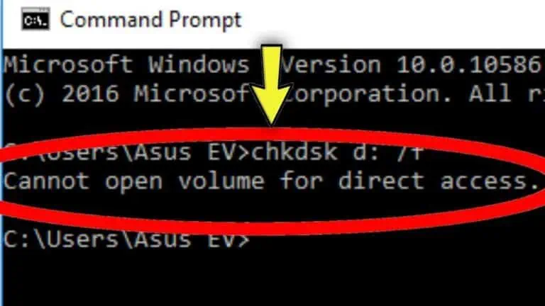 command prompt chkdsk