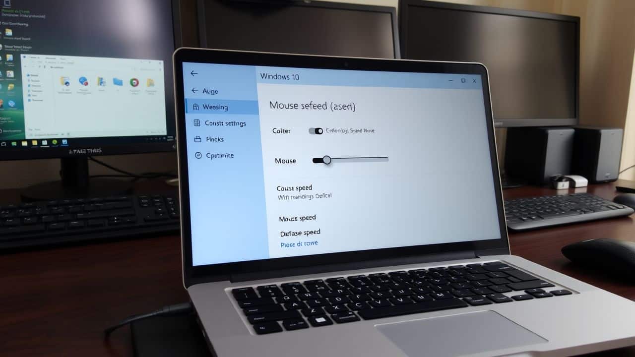A laptop screen displaying Windows 10 mouse settings being adjusted. A laptop screen displaying Windows 10 mouse settings being adjusted.