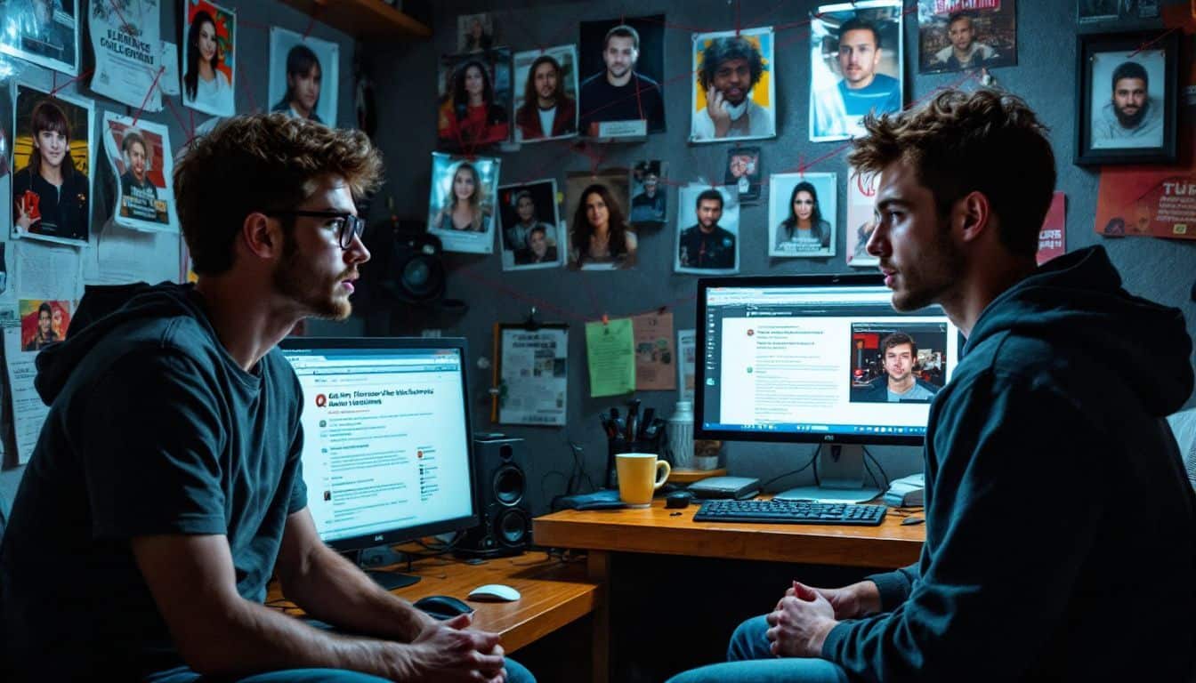 A group of young adults discussing conspiracy theories and QAnon. A group of young adults discussing conspiracy theories and QAnon.