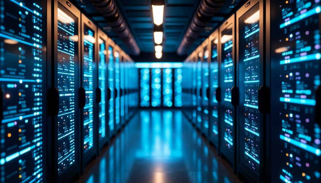 A high-tech server room with interconnected computers displaying Tower BFT Consensus. A high-tech server room with interconnected computers displaying Tower BFT Consensus.