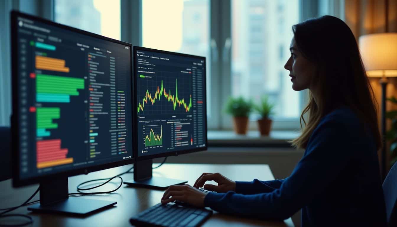 AI chatbot algorithm training with colorful graphs and chat logs. AI chatbot algorithm training with colorful graphs and chat logs.
