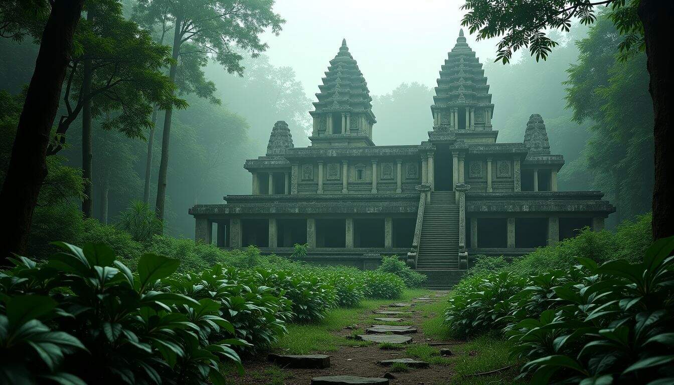 Ancient temple ruins in lush jungle captivate Percy Fawcett. Ancient temple ruins in lush jungle captivate Percy Fawcett.
