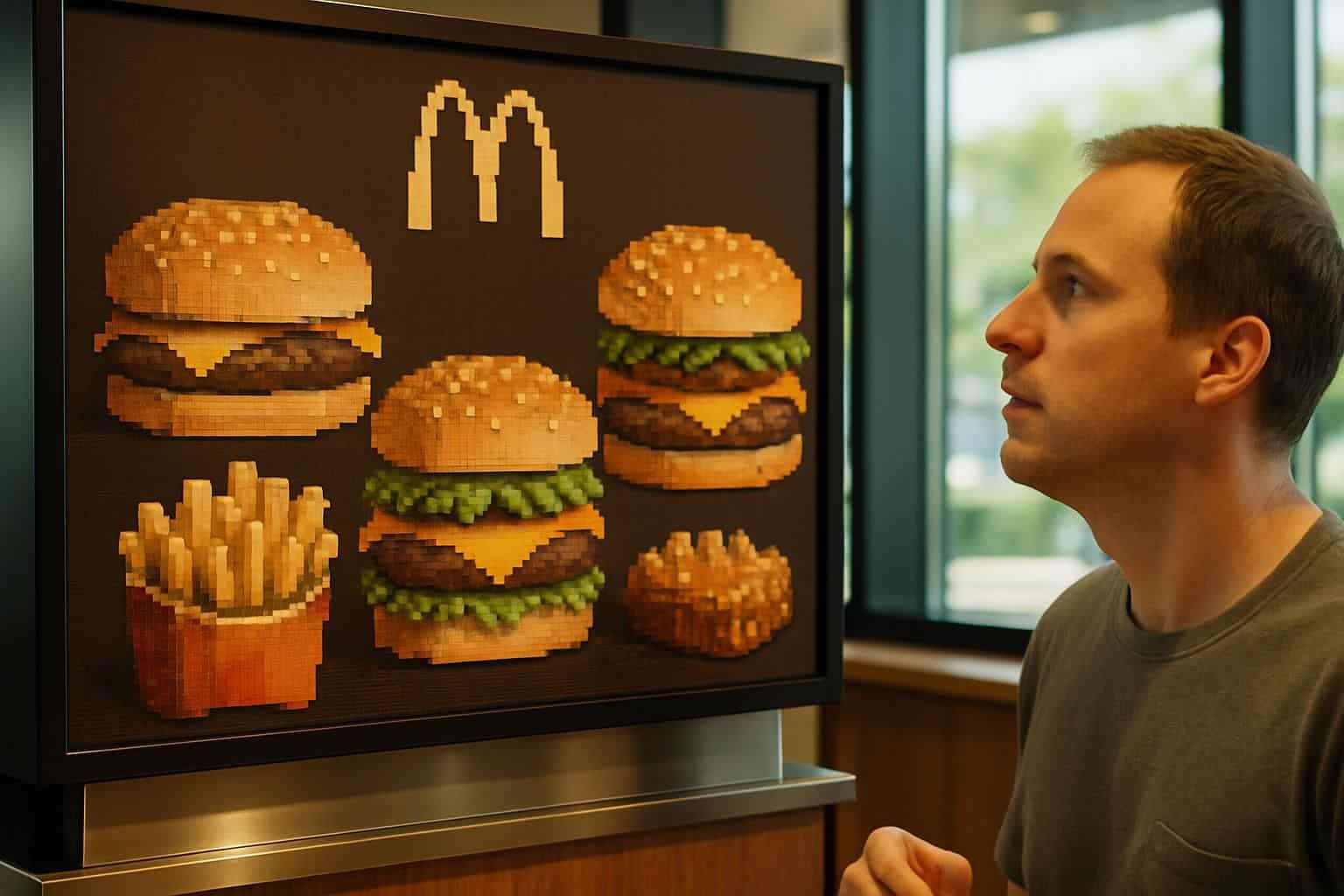 A high-resolution photo of a McDonald's menu board with detailed burger and fries images. A high-resolution photo of a McDonald's menu board with detailed burger and fries images.