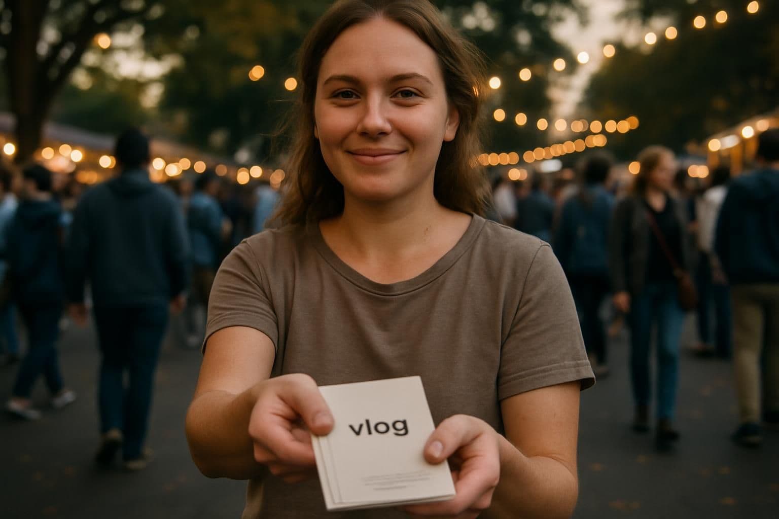 A young woman stands at a community event, handing out flyers with a friendly smile. A young woman stands at a community event, handing out flyers with a friendly smile.