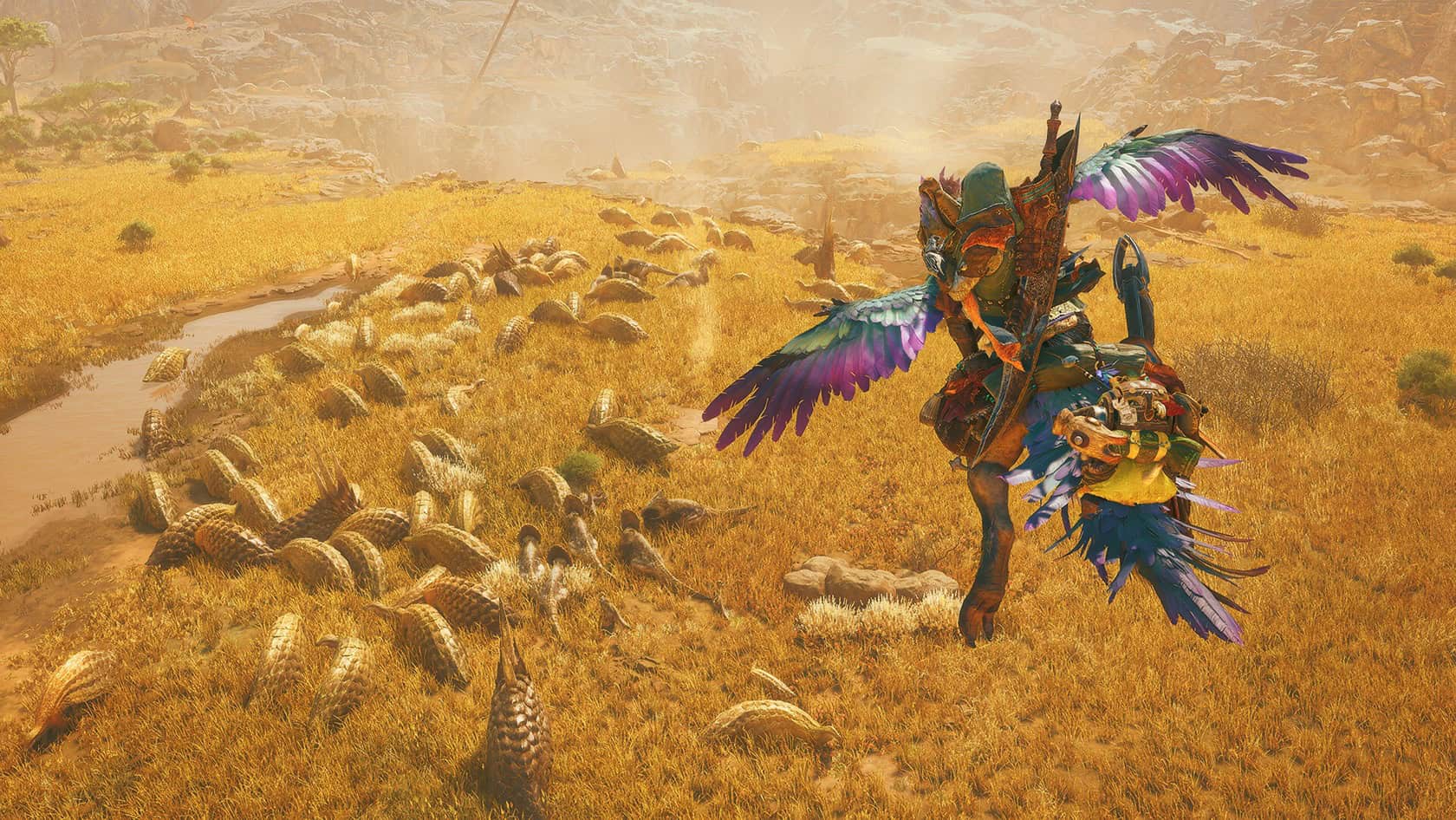 A focused woman navigates network settings on her laptop amidst a cluttered desk of gaming consoles and cables. Monster Hunter Wilds 8