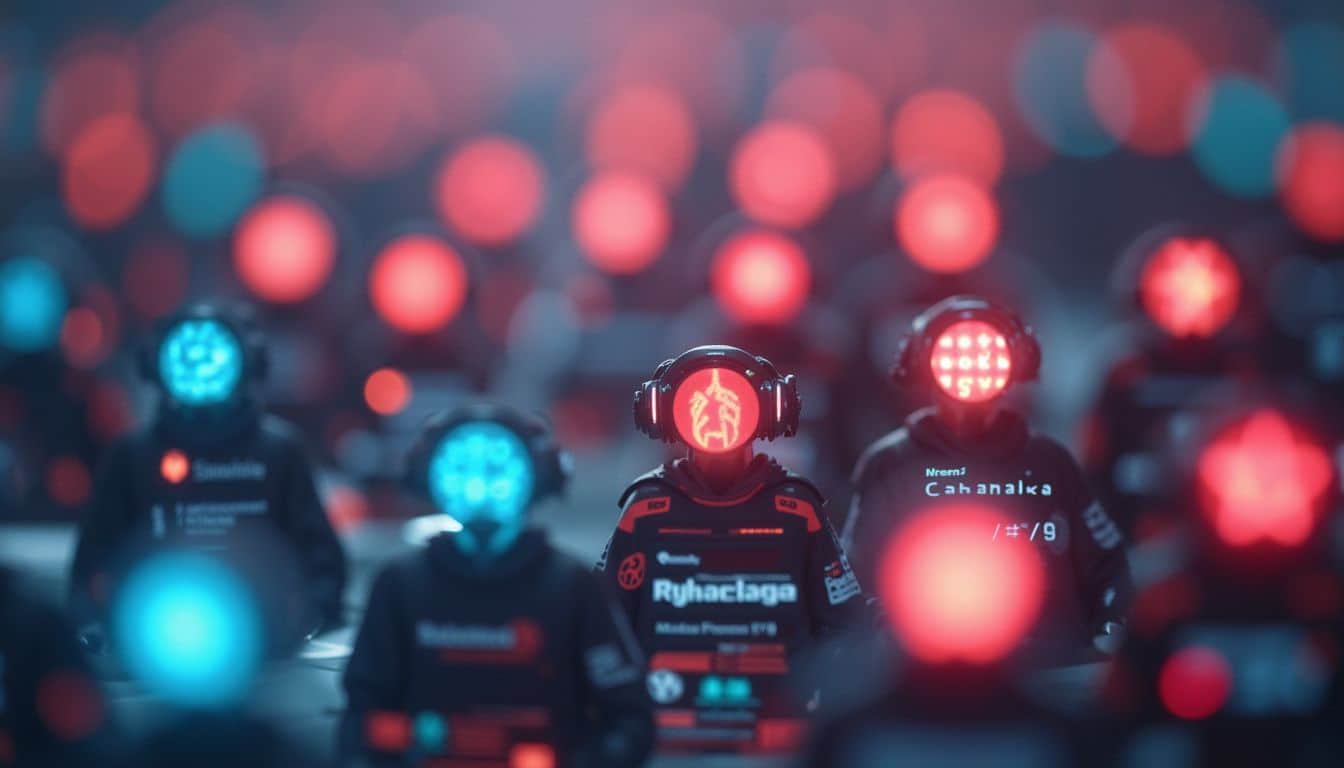 A dynamic online multiplayer game interface showcases crowded avatars and usernames, conveying competition and energy in a vibrant digital setting. A dynamic online multiplayer game interface showcases crowded avatars and usernames, conveying competition and energy in a vibrant digital setting.