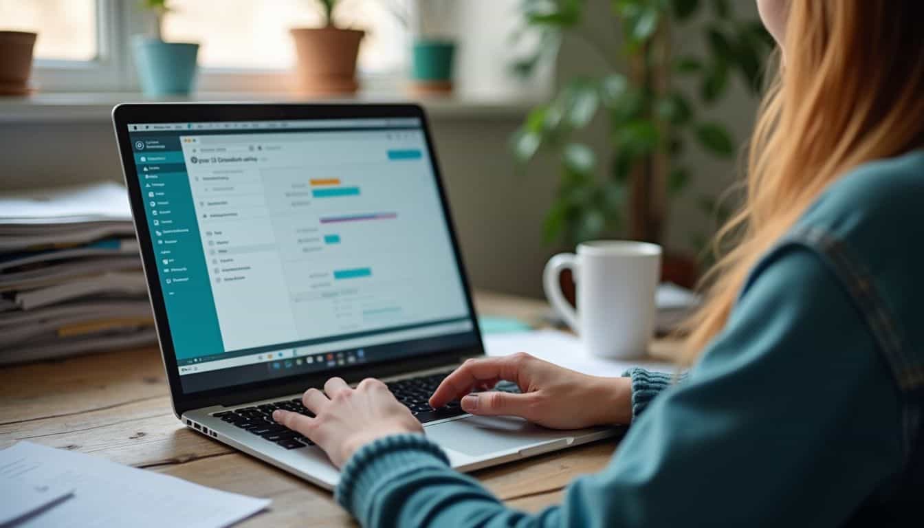 A person casually works on a laptop with an AI pitch deck tool amidst a cluttered home office desk. A person casually works on a laptop with an AI pitch deck tool amidst a cluttered home office desk.