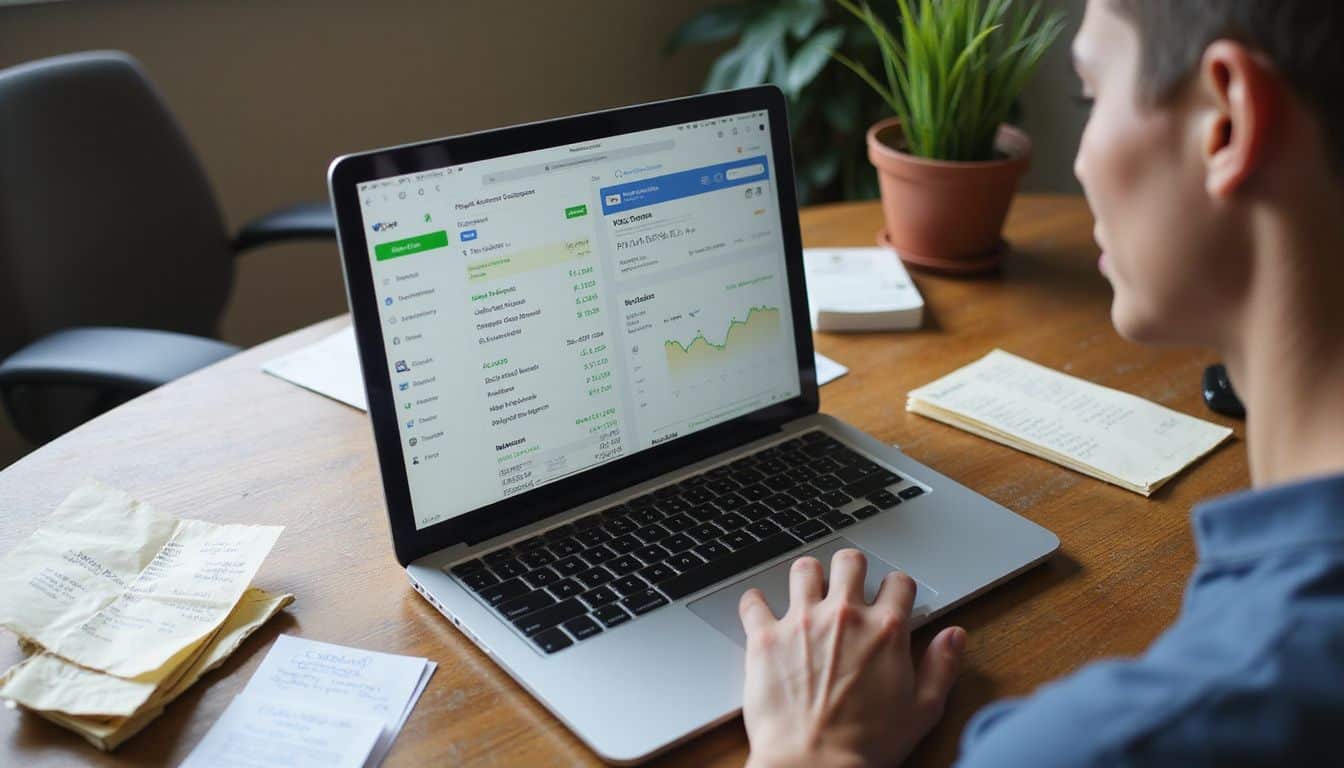 A cluttered desk features a laptop displaying Cash App and PayPal, surrounded by receipts, invoices, and a calendar. A cluttered desk features a laptop displaying Cash App and PayPal, surrounded by receipts, invoices, and a calendar.