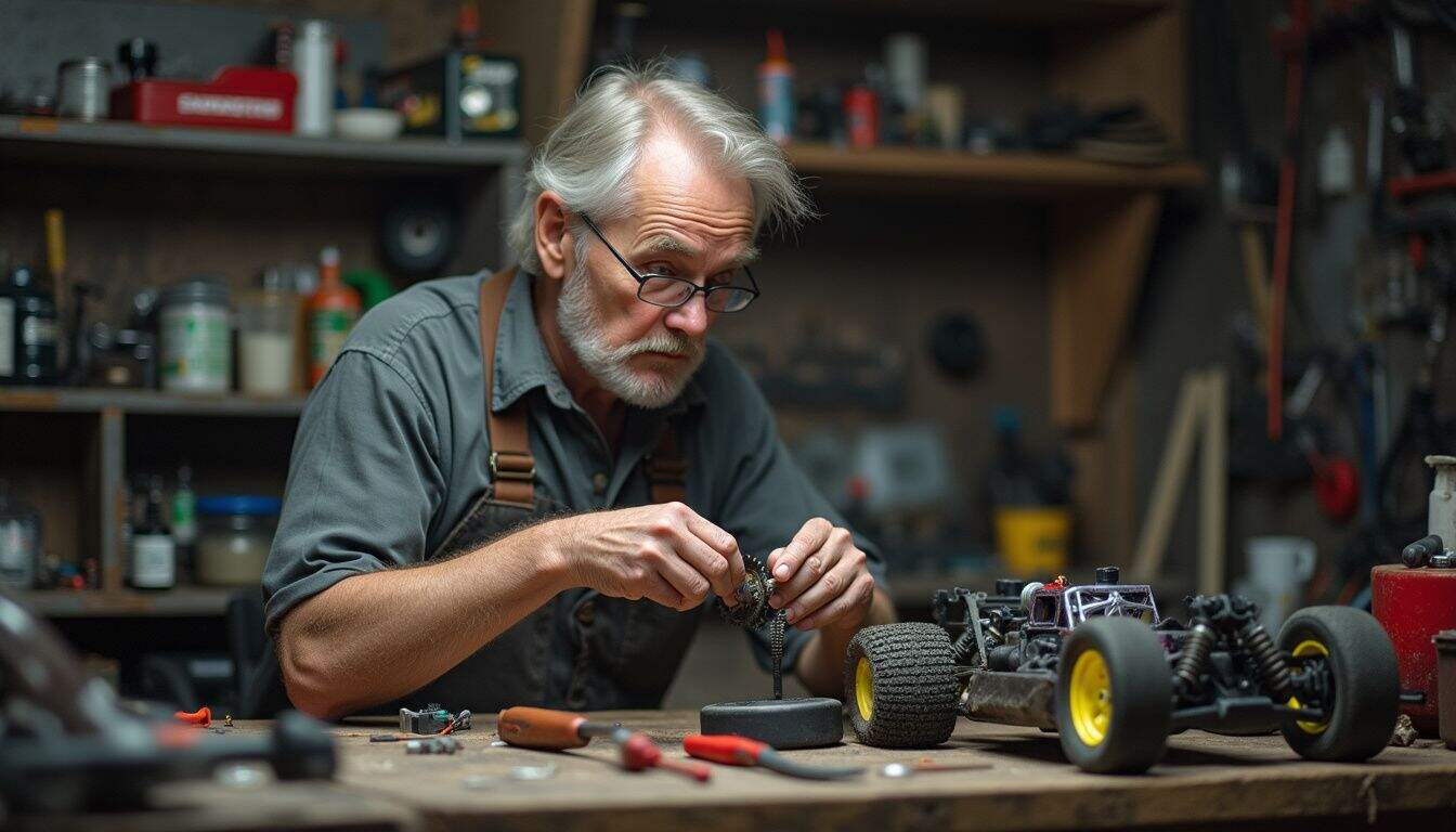 Close-up of hands swapping a pinion gear on an RC motor. Close-up of hands swapping a pinion gear on an RC motor.