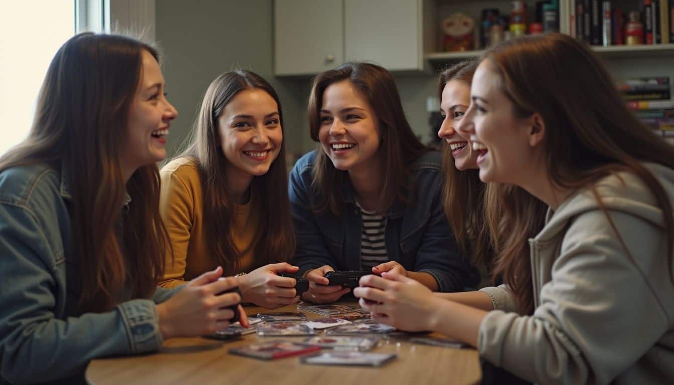 A group of young trans women enjoys a casual gaming session together, surrounded by snacks and everyday clutter. A group of young trans women enjoys a casual gaming session together, surrounded by snacks and everyday clutter.