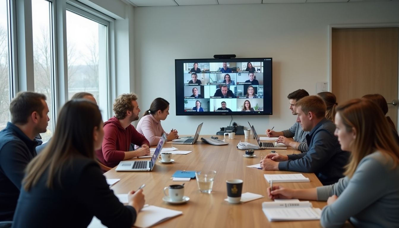 A casual group discusses AI governance in a conference room, surrounded by laptops, papers, and coffee cups. A casual group discusses AI governance in a conference room, surrounded by laptops, papers, and coffee cups.
