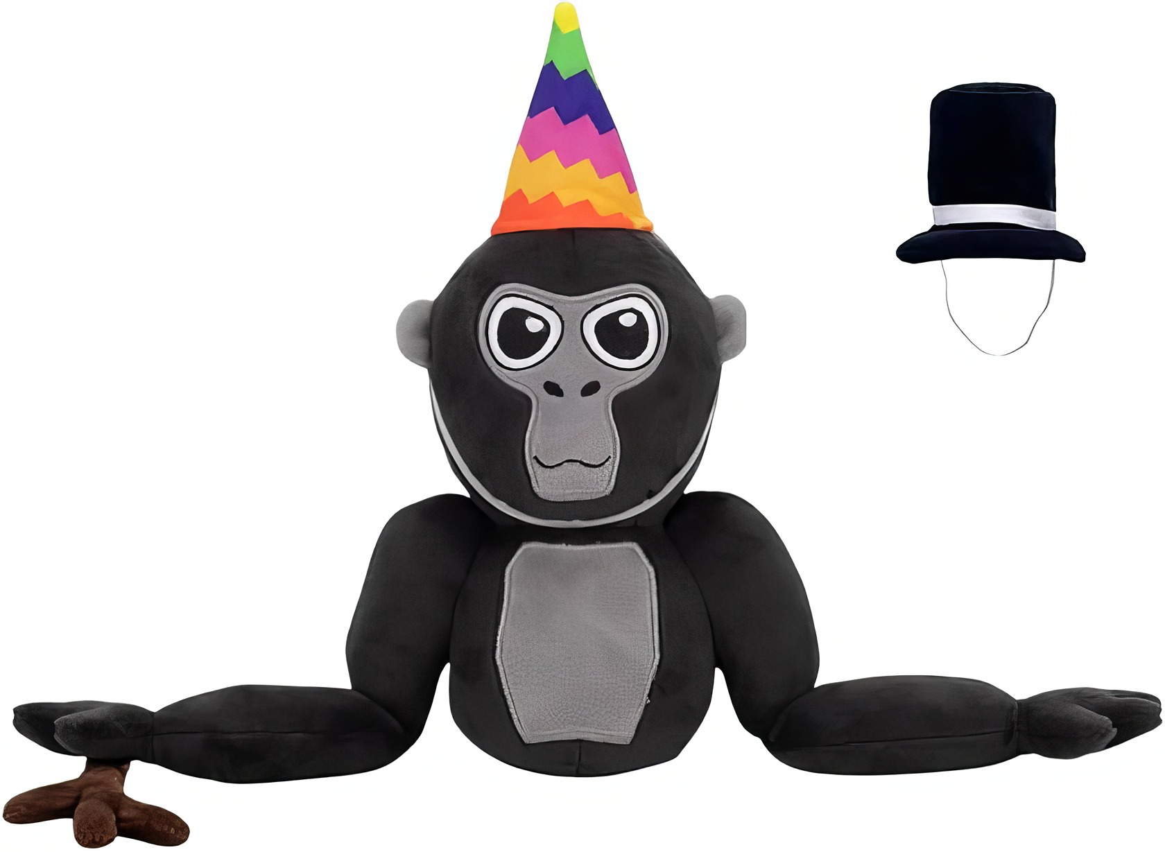 Gorilla Tag Plush: 7 Fan-Favorite Designs & Why Gamers Love Them 3 Colorful monkey plush toy wearing a rainbow party hat, ideal for geek-themed occasions and celebrations, from GeekExtreme. Perfect for fans of quirky and fun collectibles.