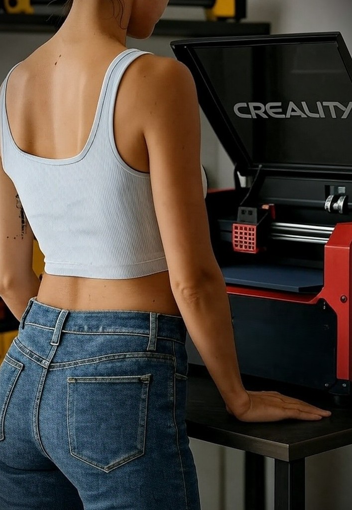 How To Make Money With A Laser Engraver - 2026 Guide 6 Flexible woman operating 3D printer in modern tech workspace.