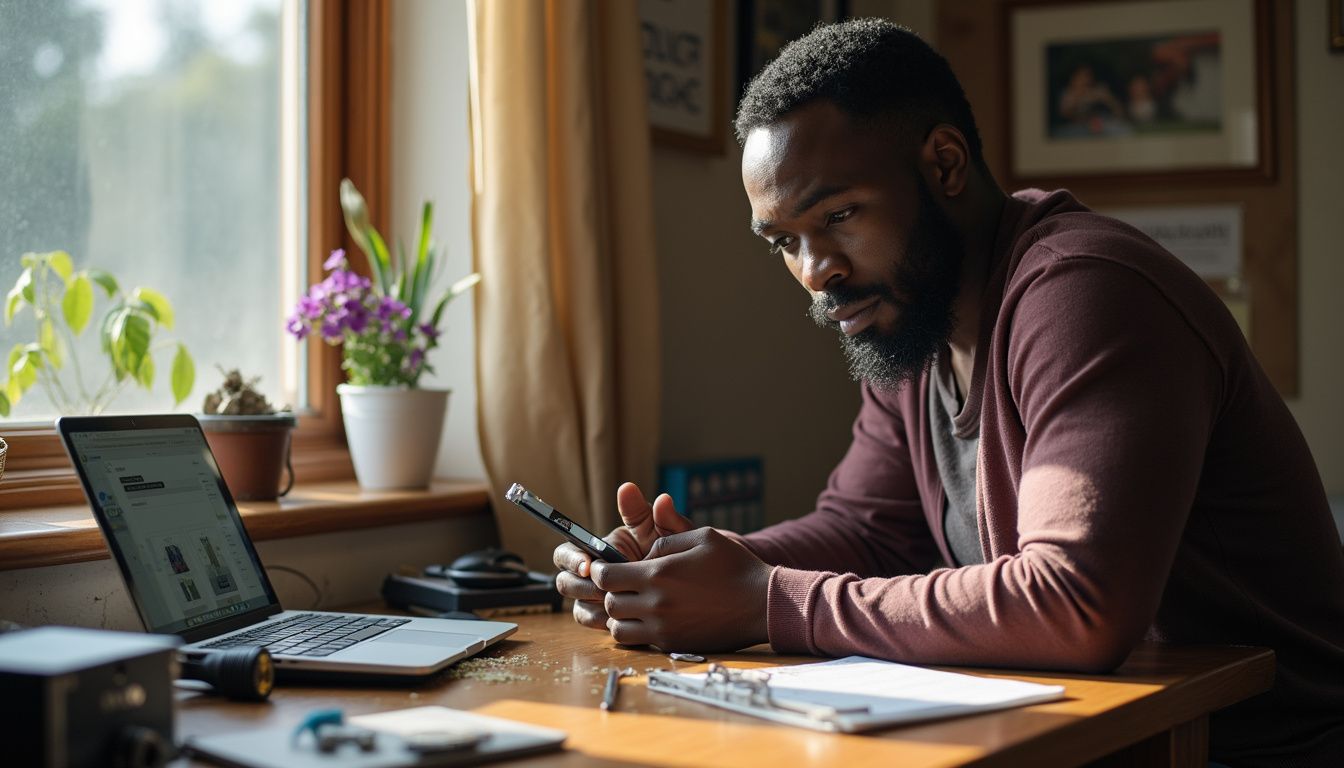 A casual scene featuring three secure locations for a multi-signature wallet key near everyday security measures. Browse on laptop and smartphone for tech gadgets and accessories at GeekExtreme. Stay updated with the latest in tech innovation and reviews.