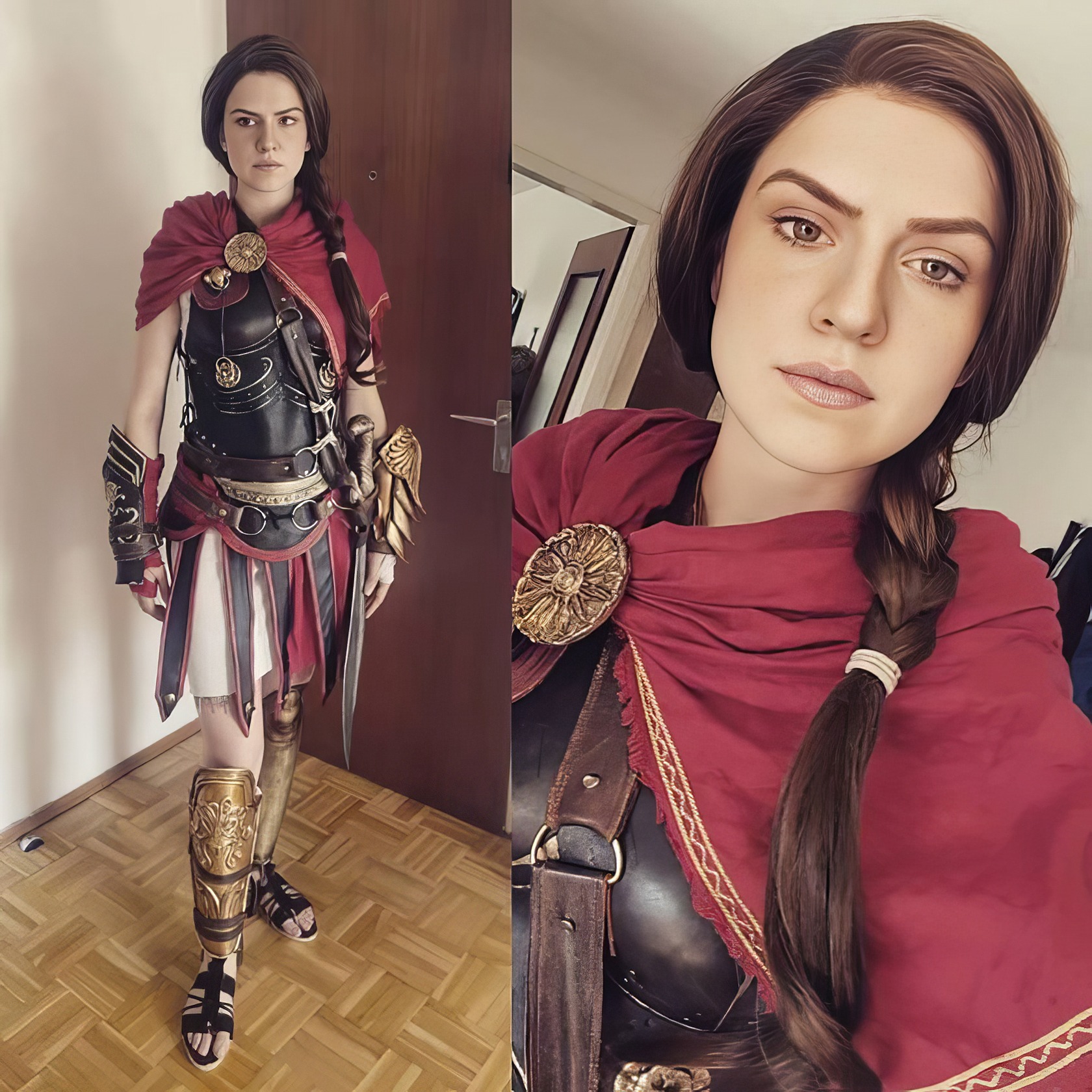 Assassin's Creed Hot Cosplay: 20+ Character Costumes & DIY Tips 13 Elaborate cosplay of a female warrior, dressed in medieval-style armor with red cape, gold accents, and detailed accessories, showcasing a fantasy character costume for cosplay events.