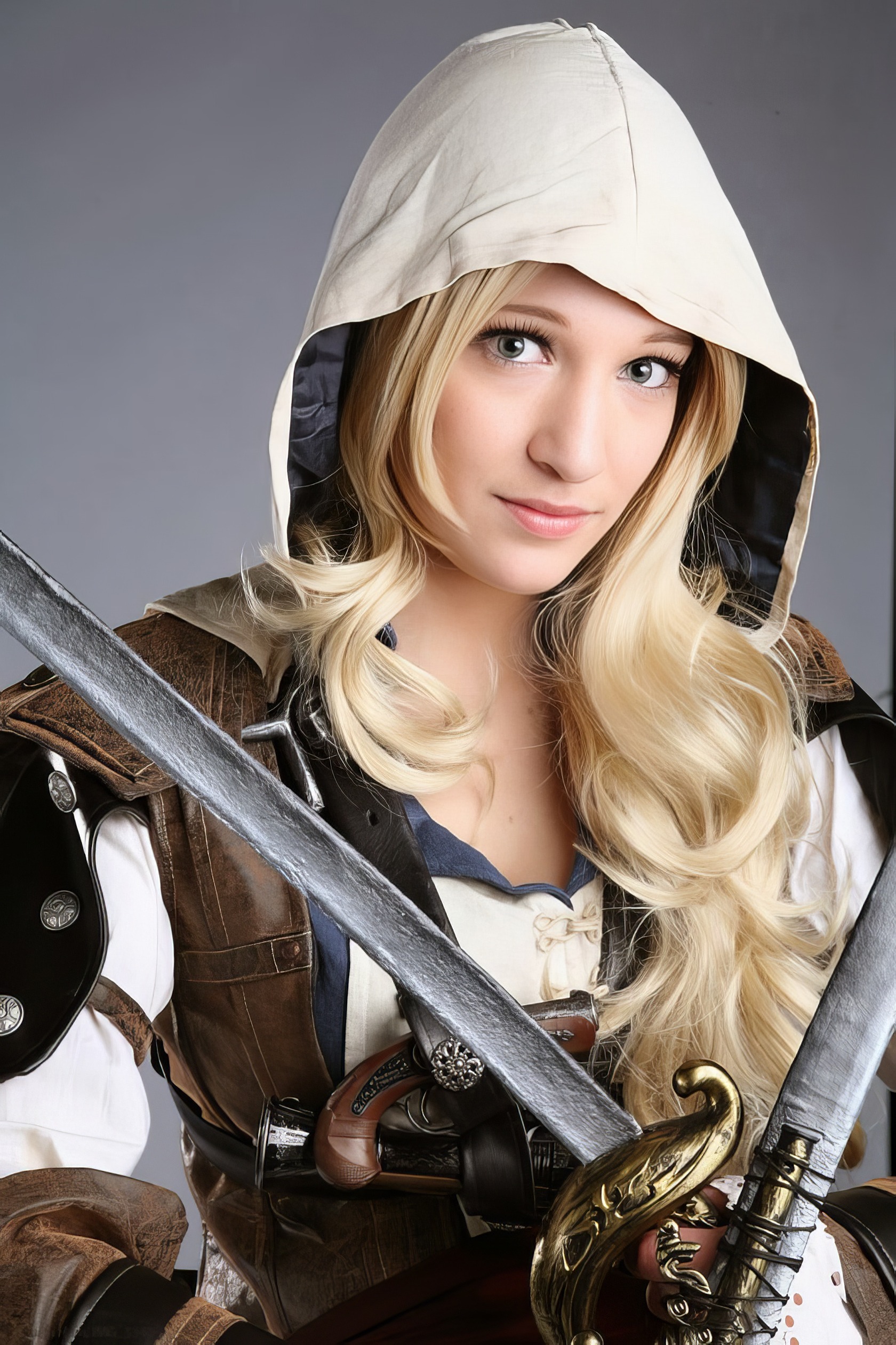 Assassin's Creed Hot Cosplay: 20+ Character Costumes & DIY Tips 2 Detailed fantasy cosplay of a female warrior dressed as a medieval pirate captain with sword and leather armor for cosplay, costume, or Halloween events.
