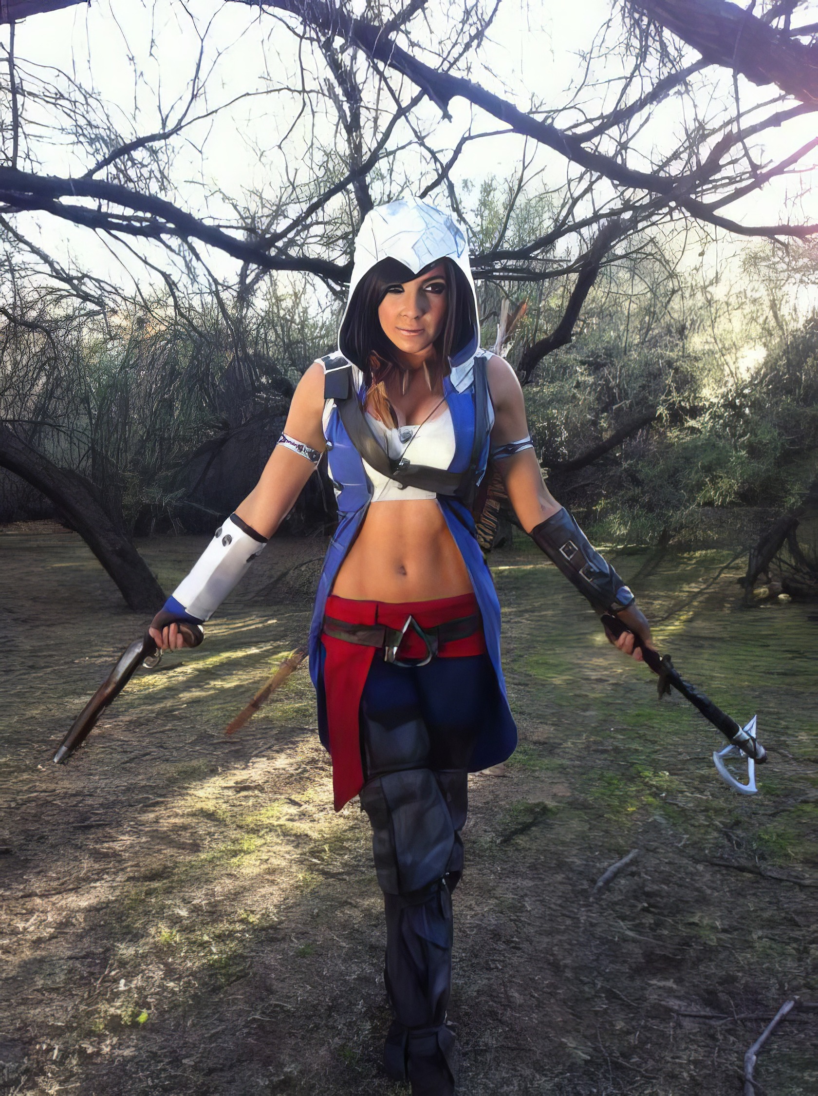 Assassin's Creed Hot Cosplay: 20+ Character Costumes & DIY Tips 5 Fire emblem larachel cosplay, warrior costume, fantasy character, outdoor woodland setting, detailed costume design, cosplay photography, character portrayal, adventure-themed cosplay, fantasy battle attire, cosplay enthusiast gear.