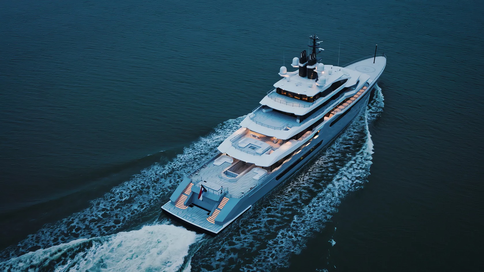 Gabe Newell's Superyacht: 5 Bold Ideas Behind Leviathan 5 Luxury yacht cruising on open water with modern design and multiple decks, showcasing opulence and sophisticated maritime leisure.