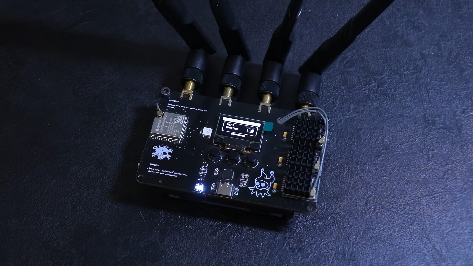 RF-Clown V2: 10 Big Upgrades for Smarter RF Hacking 2 Compact computer motherboard with multiple antennas and electronic components, designed for high-performance tech setups and network connectivity.
