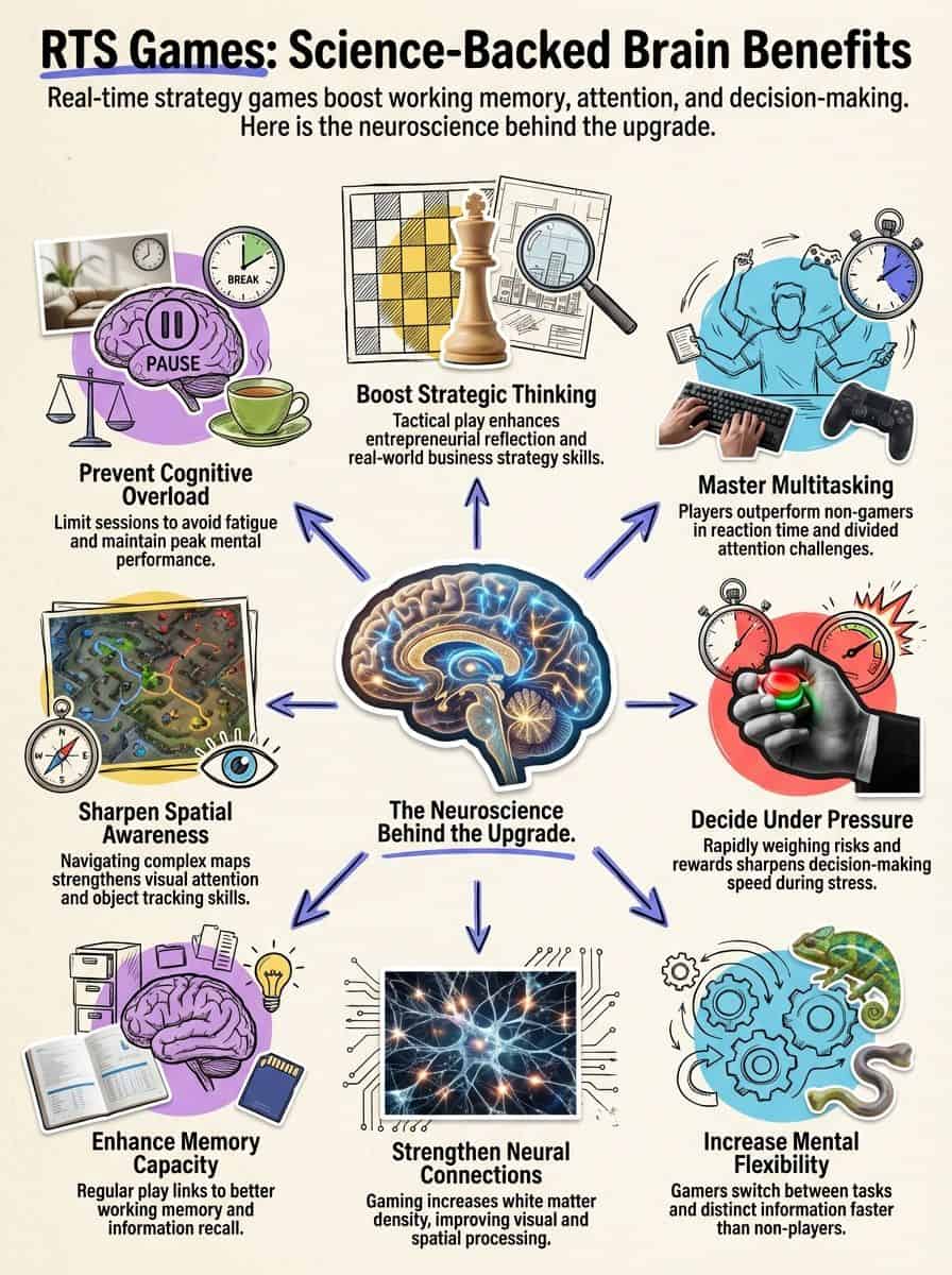 Enhanced cognitive functions through science-backed brain training games. Boost strategic thinking, multitasking, memory, and neural connections for improved mental performance and decision-making.