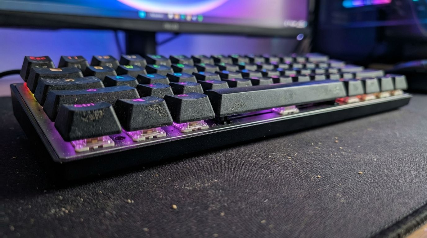 High-quality mechanical keyboard with vibrant RGB backlighting for gaming and productivity. Durable keys, customizable colors, and ergonomic design for ultimate optima experience.