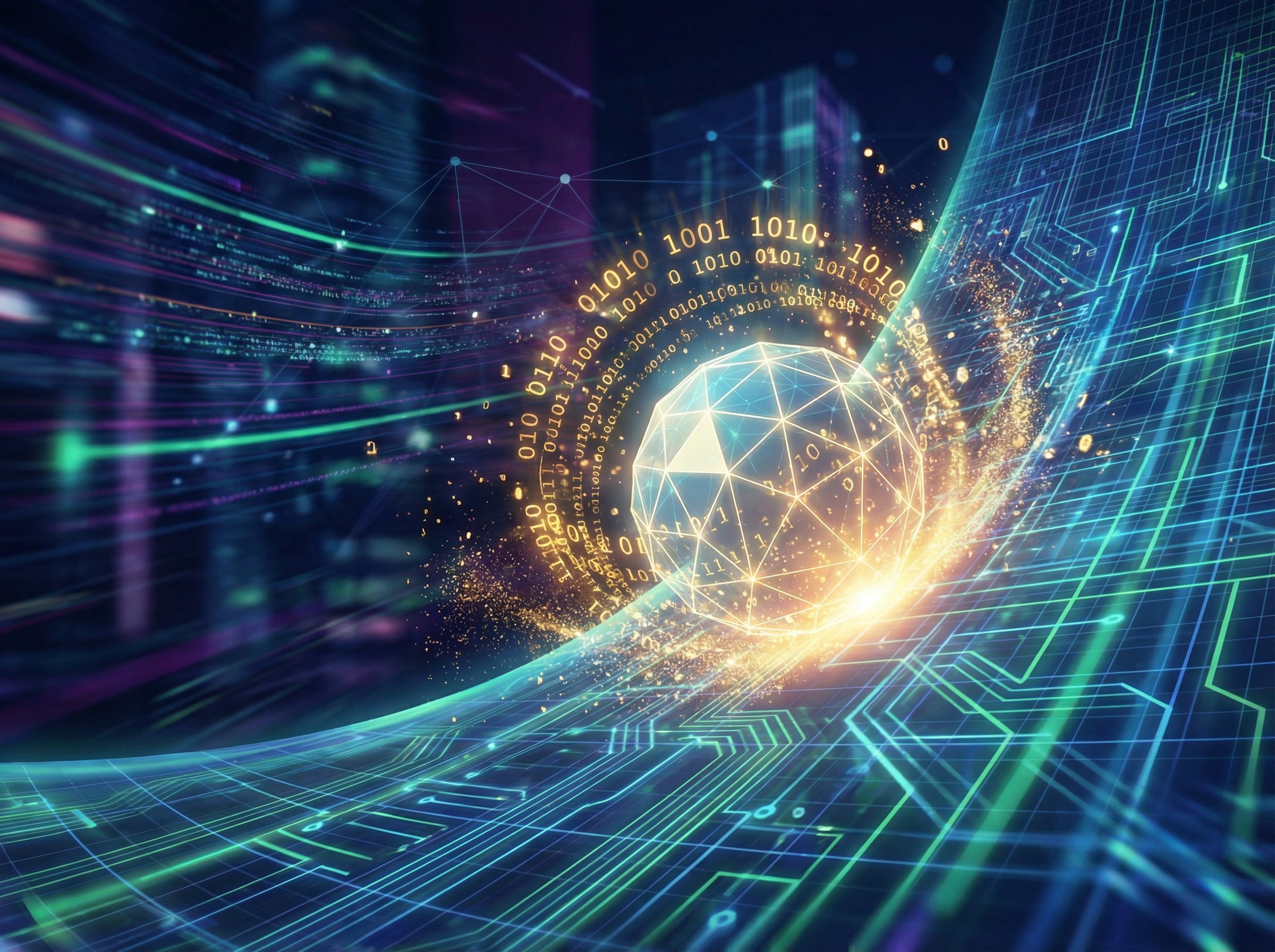 Cost-Free Investing for Geeks: How to Start Building Wealth with Zero Fees 2 Exploring advanced technology and digital innovation with a glowing globe, binary code, and data streams. This futuristic image highlights the convergence of data, AI, and cybersecurity, ideal for articles or content on tech trends, digital transformation, and cybersecurity solutions featured on GeekExtreme.