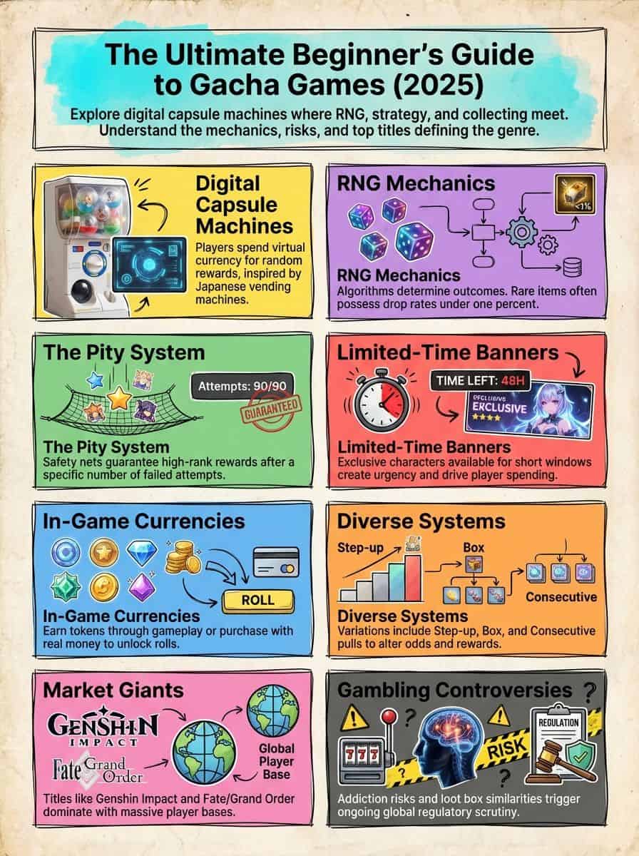 Detailed overview of gacha games and RNG mechanics.