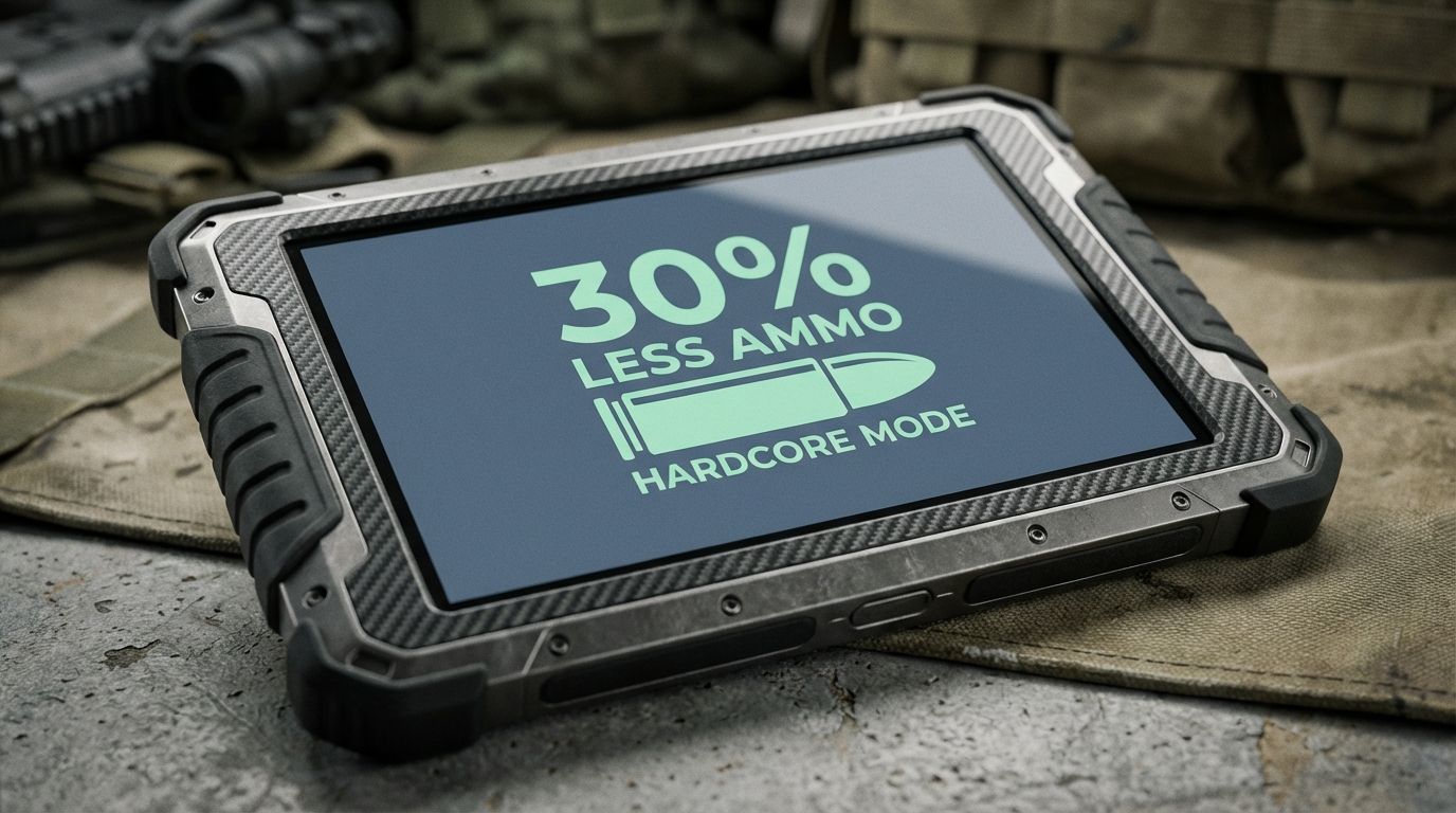 Data visualization on a tablet showing ammo scarcity statistics. Data visualization on a tablet showing ammo scarcity statistics.